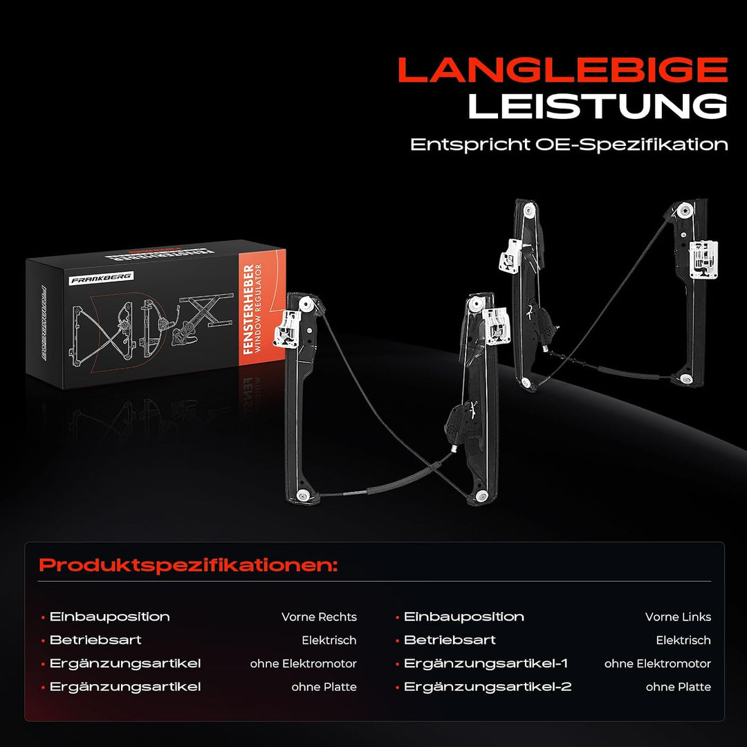 Frankberg 2x Fensterheber Elektrisch Ohne Motor Vorne 51337390241 | Kompatibel mit M.i.n.i Countryma