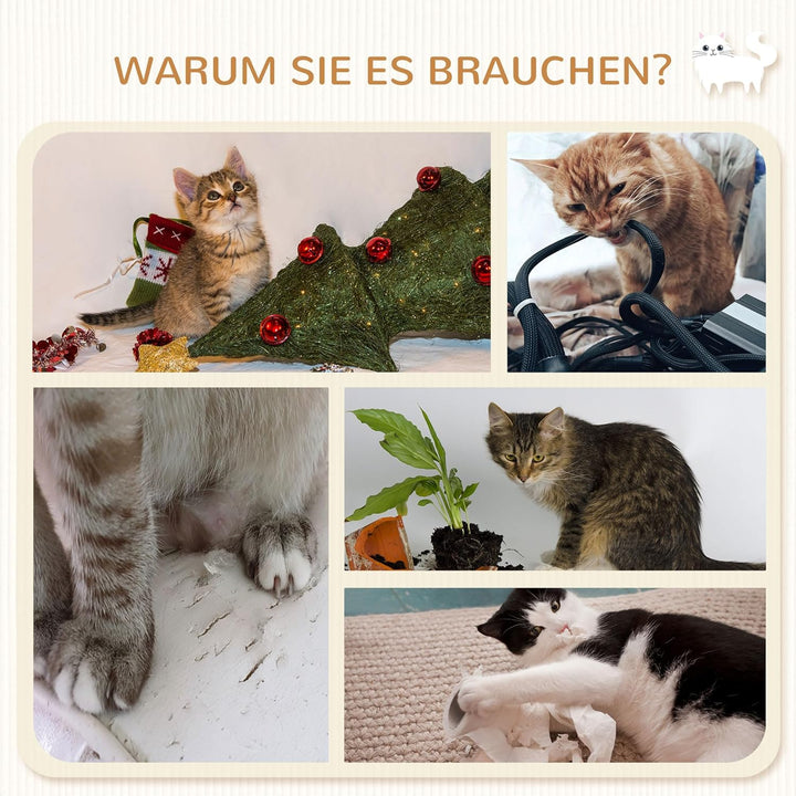 PawHut Kletterwand Katzen, 5-teilig Katzenkletterwand Set, Katzen Wandelemente mit 2 Kratzstämmen, 2