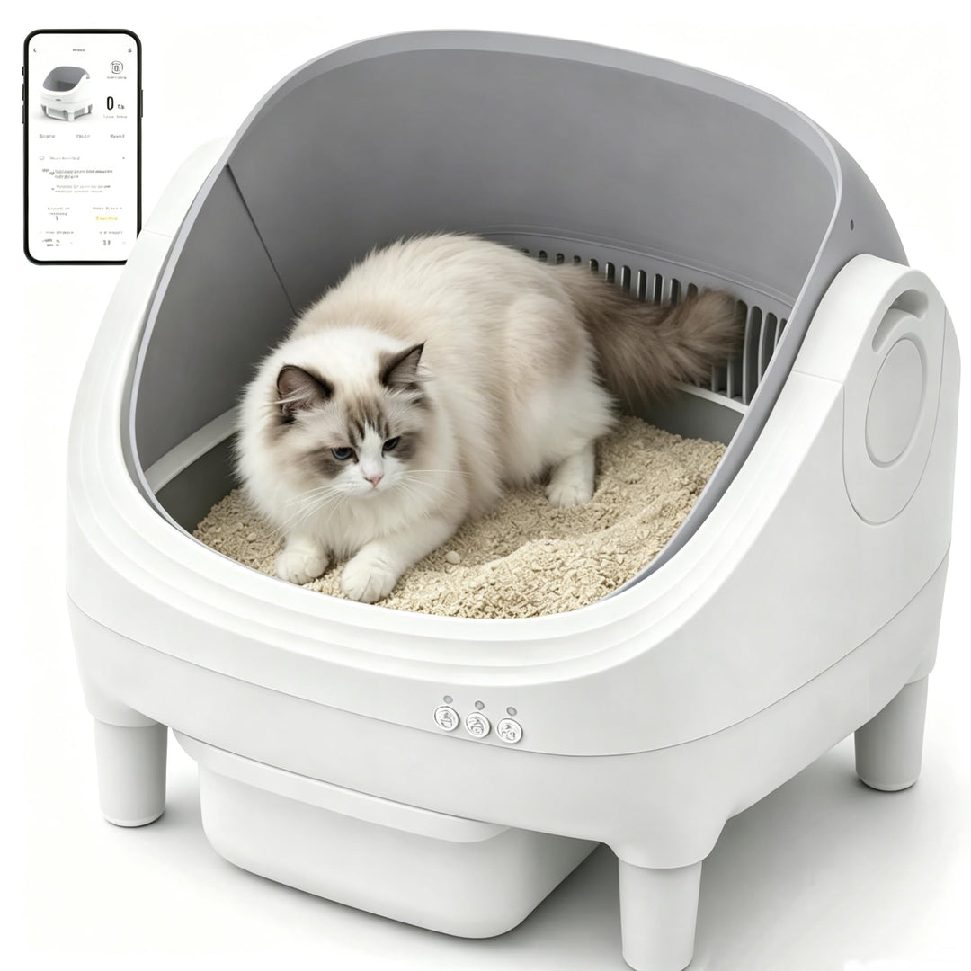 Selbstreinigende Katzentoilette mit App-Steuerung, Extra grosse Kapazität, Geruchsfrei, Automatische