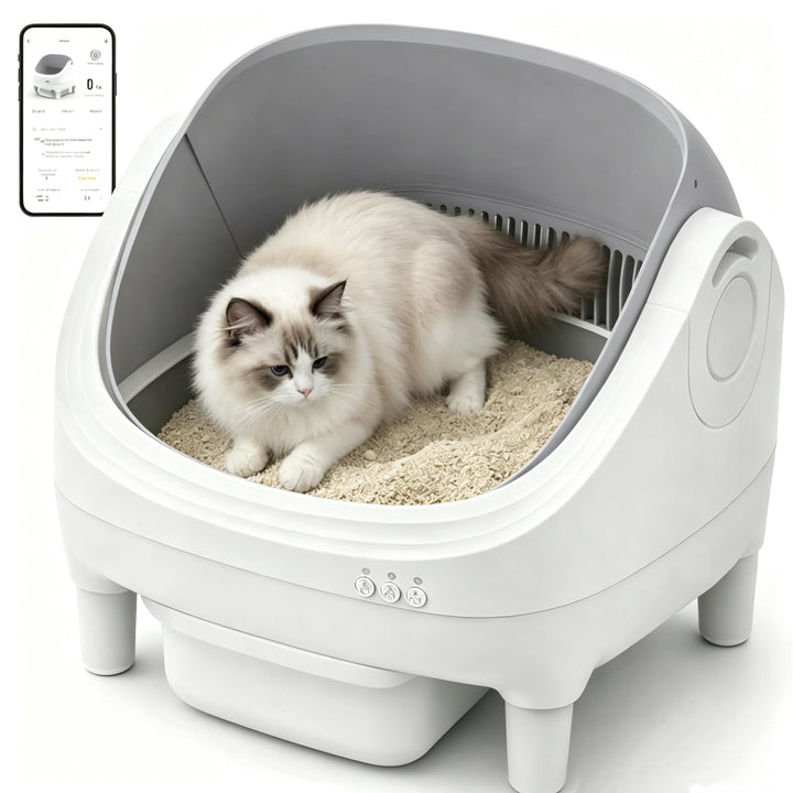 Selbstreinigende Katzentoilette mit App-Steuerung, Extra grosse Kapazität, Geruchsfrei, Automatische