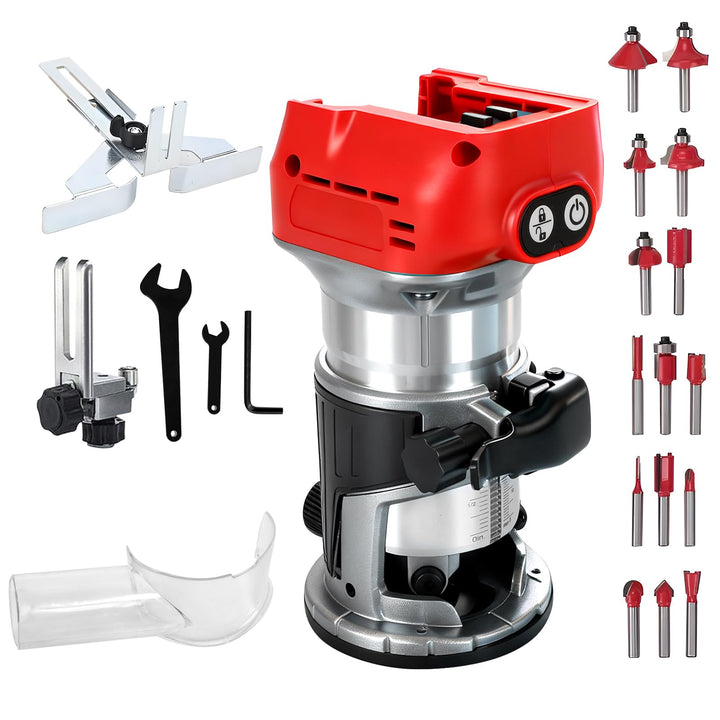 Akku Oberfräse für Milwaukee 18 V, 800 W Bürstenloser Oberfräse Trimmer Einhandfräse Kantenfräser 30
