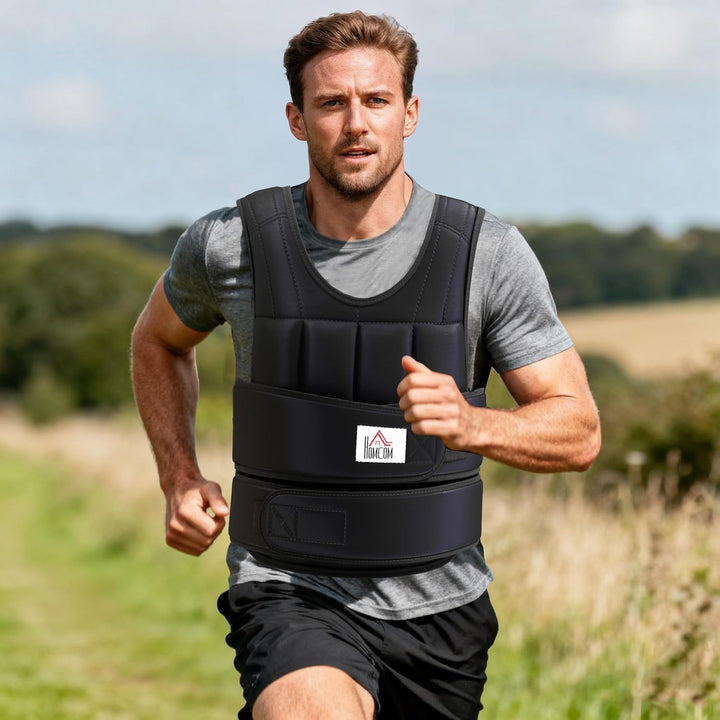 HOMCOM Gewichtsweste 20 KG verstellbare Trainingsweste mit herausnehmbaren Gewichten und Klettversch