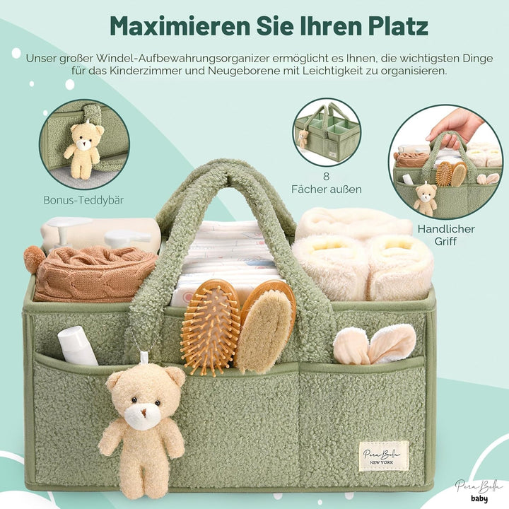 PeraBella Baby-Windel-Caddy Organizer für Wickeltisch, Baby-Aufbewahrungskorb für Windeln und Feucht