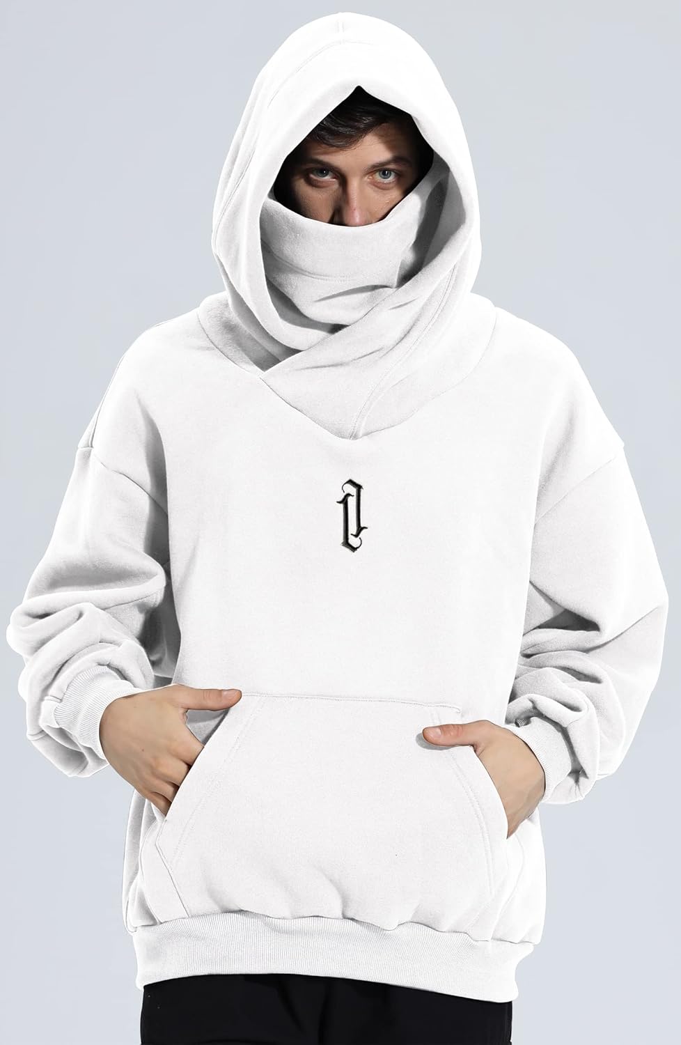 Eocicvvi Pullover Herren Rollkragen Hip Hop Fleece Pulli Kapuzenpullover Hoodie Sweater Sweatshirt M