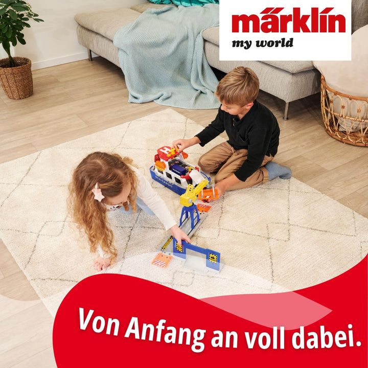 Märklin My World - 72223 Frachtschiff und Hafenkran - Spielset mit beweglichem Kran - realistisches