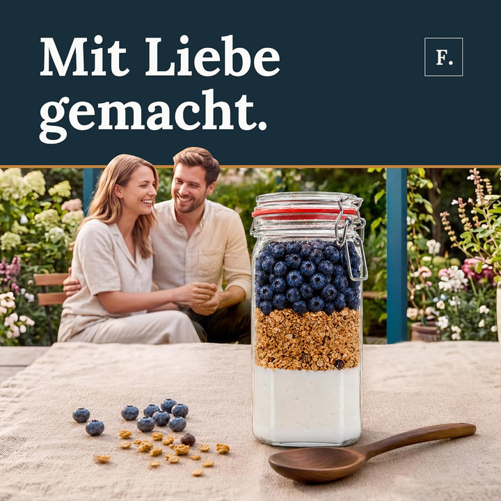 Flaschenbauer- 12 Drahtbügelgläser 1550ml verwendbar als Einmachglas und Fermentierglas, zu Aufbewah