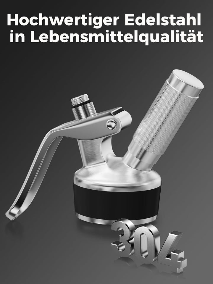 Edelstahl Ersatzteil Kopf für Sahnezubereiter, Sahnesäulenaufsatz mit Dekoriereinsatz, Deckel und La