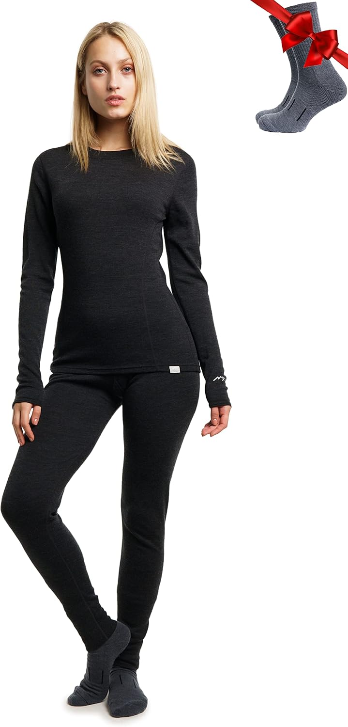 Merino.tech 100% Merino Unterwäsche Damen Set - Leicht, Mittelgewicht, Funktionsunterwäsche Merinowo