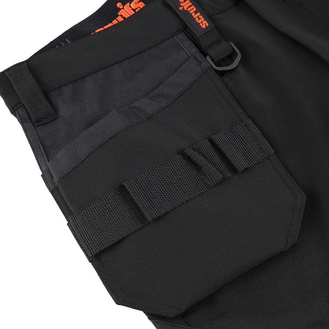 Scruffs Arbeitshose mit Holstertaschen „Pro Flex Plus“ Schwarz 30W Kurz, Schwarz 30W Kurz