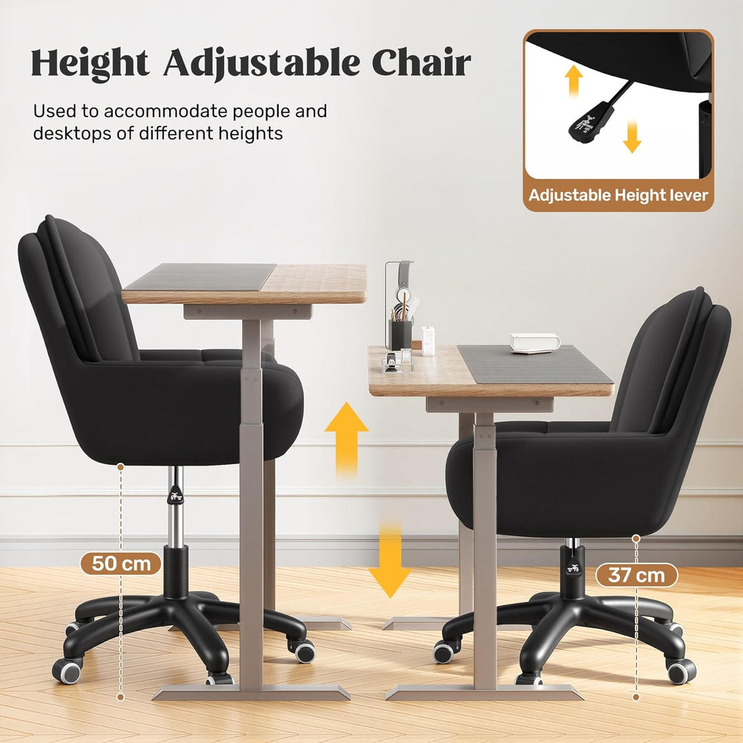 Homeoffice & Schminkstuhl 2-in-1 Ergonomischer Samt Drehstuhl 360°, Höhenverstellbar für Arbeitszimm