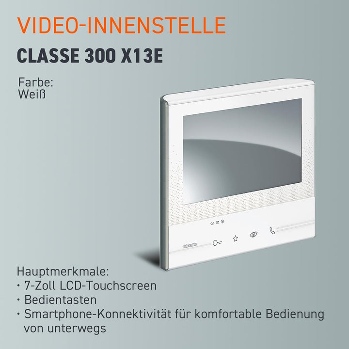 BTicino, CLASSE300 X13E Video-Innenstelle mit 7"-Touchscreen, 4 sensitiven Tasten, Smartphone-Anbind