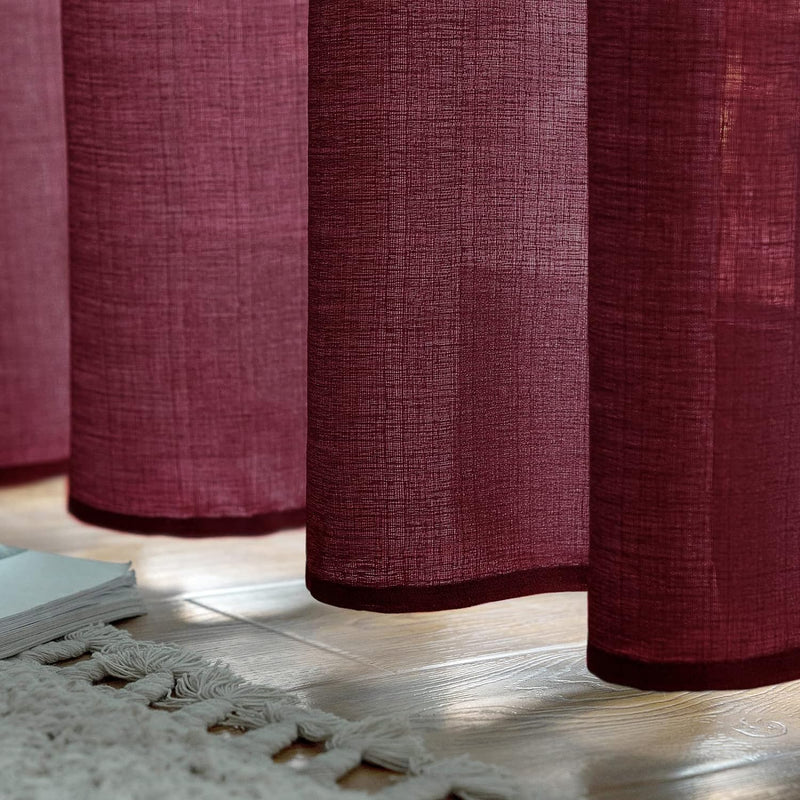 MIULEE 2er Set Voile Vorhang Sheer Leinenvorhang mit Ösen Transparente Unregelmässige Textur Gardine