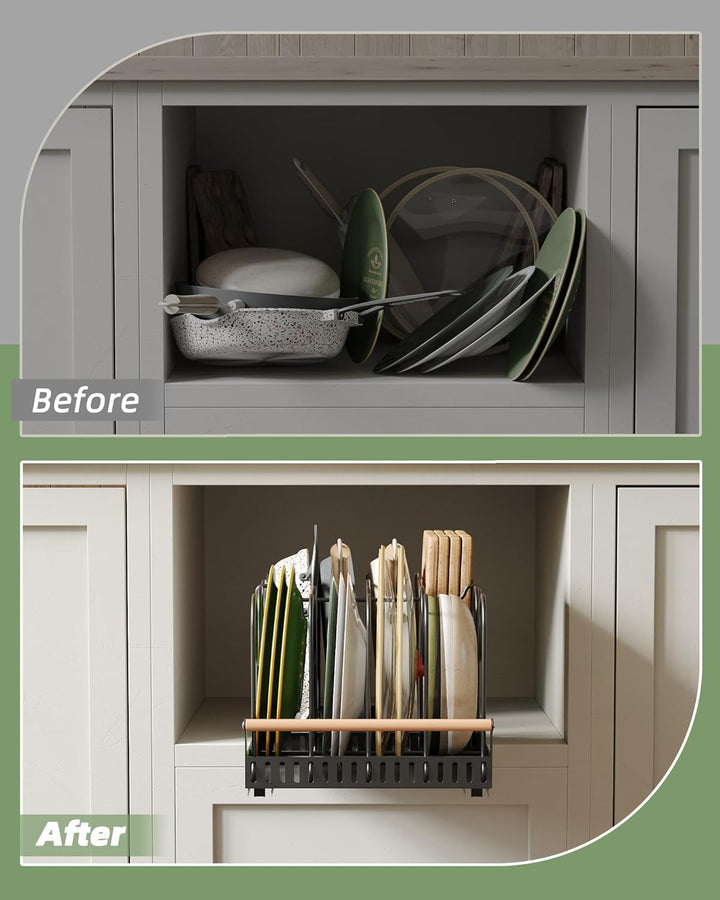 NETEL Topfdeckelhalter Schublade,Ausziehbarer Pfannen Organizer，Deckelhalter für Schrank,Topf Organi