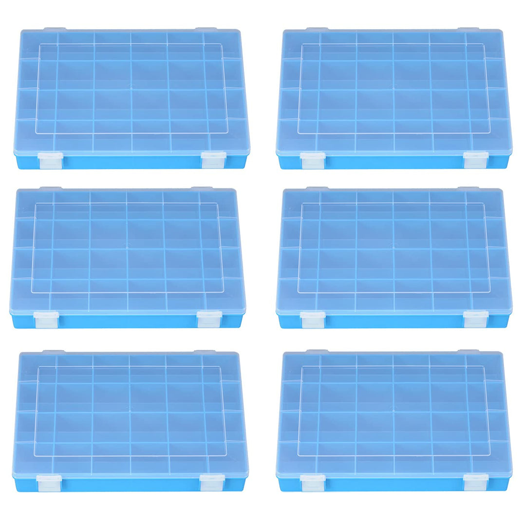 6x Angelbox PRO blau 24 Fächer NEU Angelkoffer 6er-Set Boxen Kleinteile Box 6 St