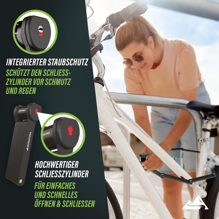 MUNATURA Faltschloss Fahrrad [120cm] - Fahrradschloss Faltschloss - Fahrradschloss Hohe Sicherheit -