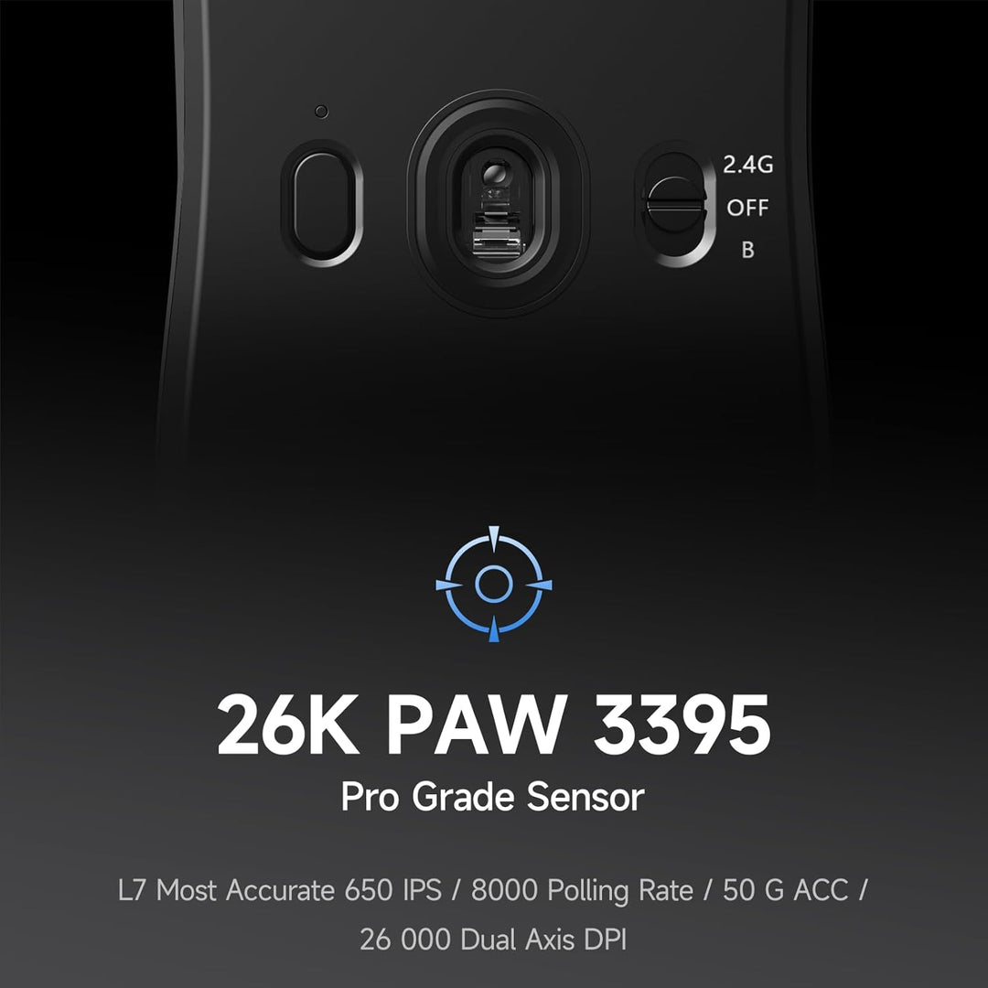 MCHOSE L7 Leichte 39 g Gaming-Maus mit Benutzerdefiniertem 8K-Ultraschnell-Funkempfänger, 26000 DPI,