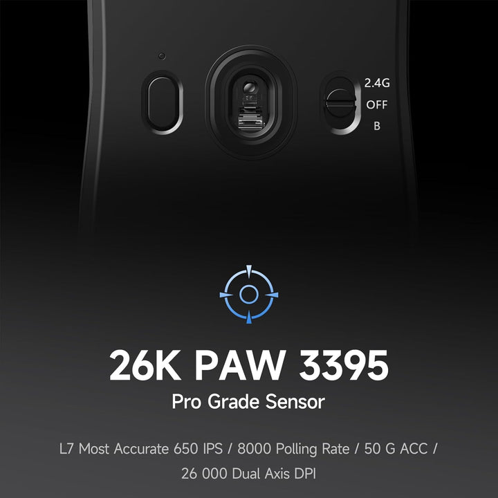 MCHOSE L7 Leichte 39 g Gaming-Maus mit Benutzerdefiniertem 8K-Ultraschnell-Funkempfänger, 26000 DPI,