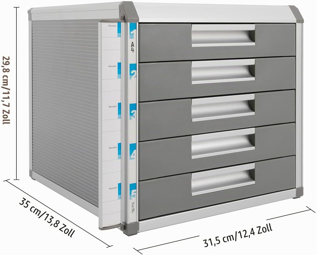 OUKANING Ablagebox mit 5 Schubladen - Schubladenbox mit hoher Kapazität Schubladenschrank Stahlschra