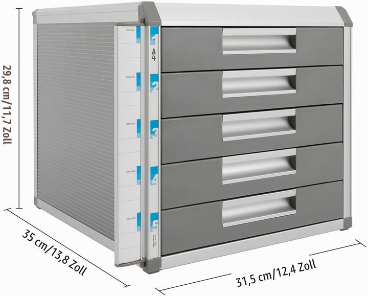 OUKANING Ablagebox mit 5 Schubladen - Schubladenbox mit hoher Kapazität Schubladenschrank Stahlschra