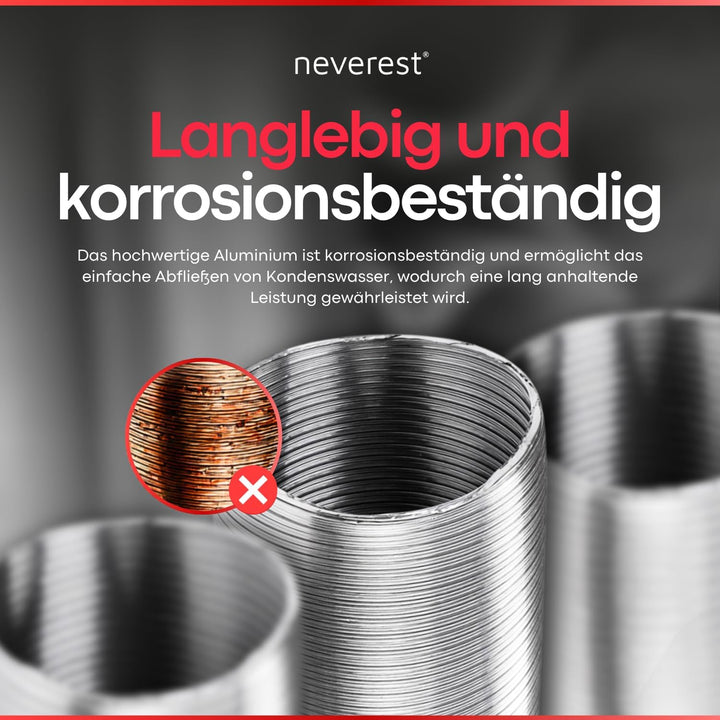 neverest® Semiflex 80 mm Alu Flexrohr 3m Länge Abluftschlauch Klimaanlage, Trockner, Ofen Hitze- & K
