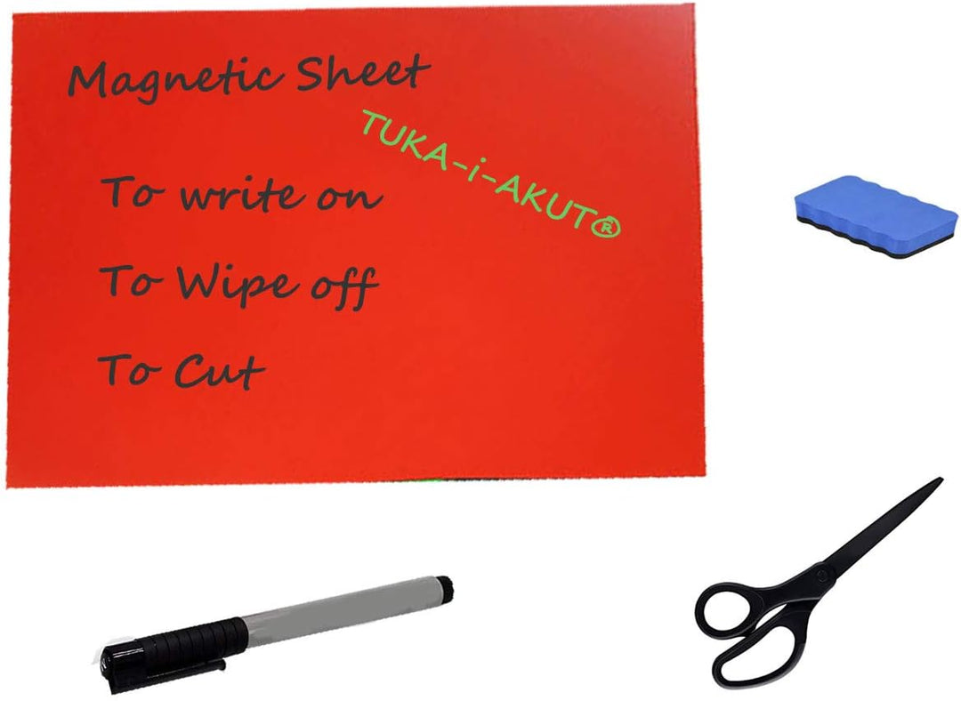 TUKA-i-AKUT 12x A4 Magnetfolie zum Beschriften und Zuschneiden, Flexibel Magnet Tafelfolie Magnetplä