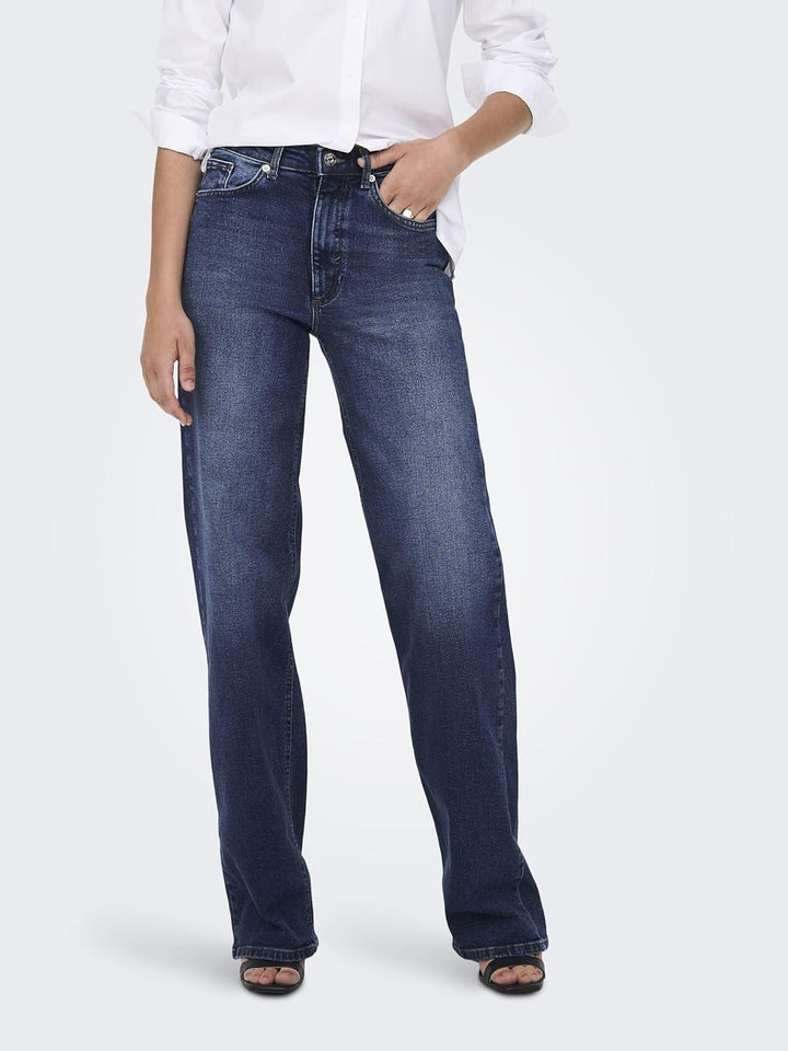 ONLY Female Weit geschnitten ONLJuicy Wide High Waist Jeans 26W / 34L Dark Blue Denim, 26W / 34L Dar