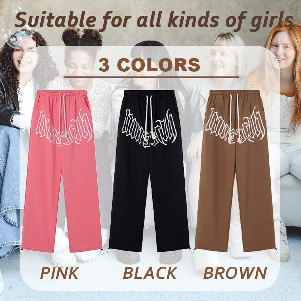 Hewlshawn Damen Hosen Gothic Y2k Cargo Baggy Jogger Sporthose Baumwolle Aesthetic Vintage Kordelzug