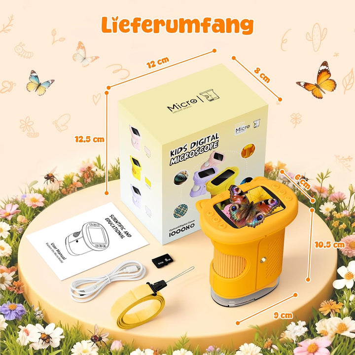 Mikroskop für Kinder, 1000X&2.4" HD Bildschirm Digitales Mikroskop für Kinder Spielzeug ab 3 4 5 6 7