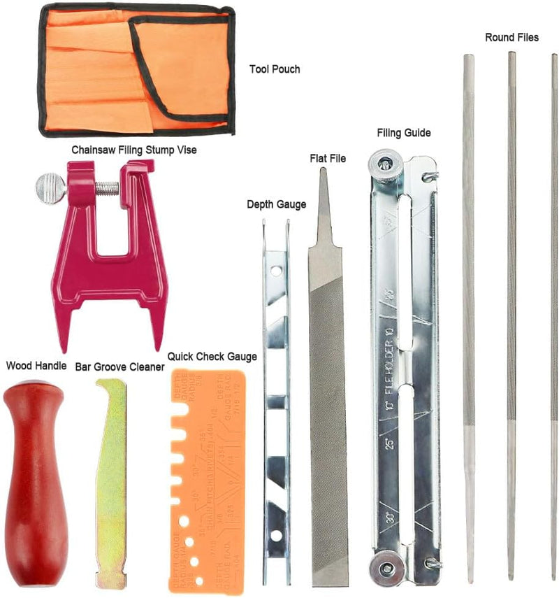 Kettensägen Schärffeilen Kit, Kettensägenschärfer Feilen Set Kettensägen Schärfgerät Enthält Kettens