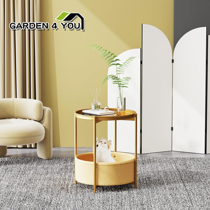 Garden 4 you Beistelltisch Rund, Sofatisch 2 Ebenen, Metall Balkontisch, Kleiner Tisch, Couchtisch m