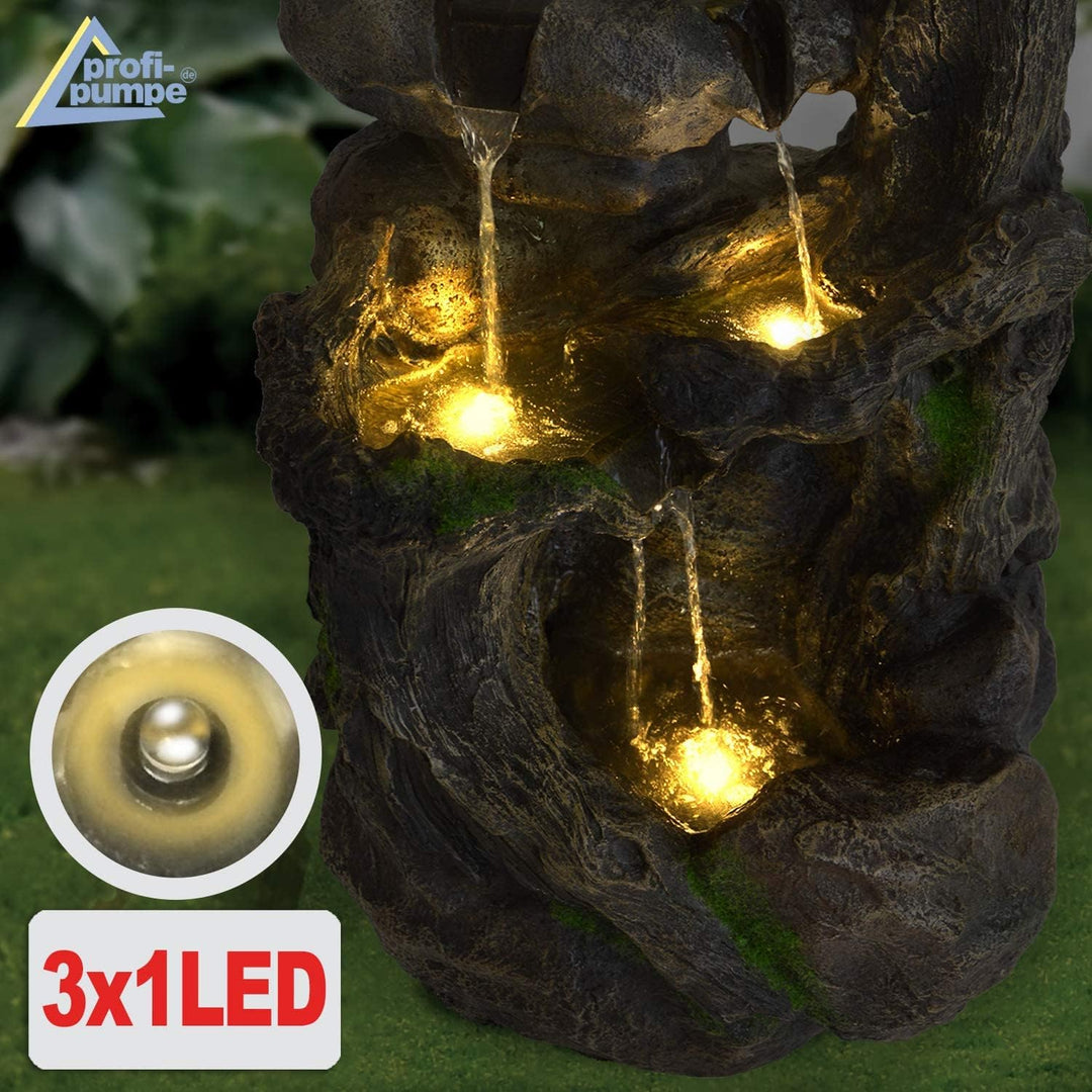 Solar Gartenbrunnen Brunnen Zierbrunnen Zimmerbrunnen Springbrunnen Brunnen mit LED-Licht und Li-Ion