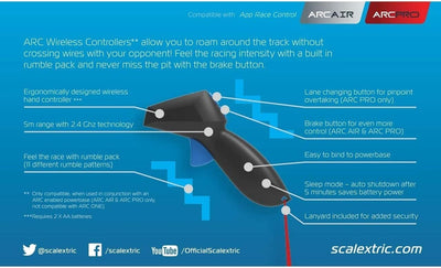 Scalextric C8438 ARC Air/Pro kabelloser Handcontroller, schwarz