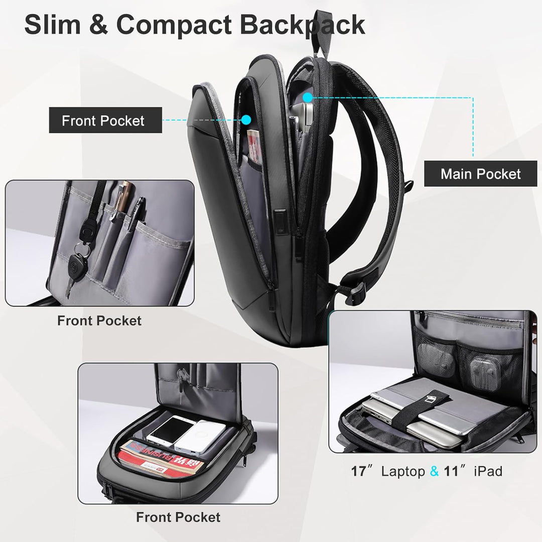 HEROIC KNIGHT Laptop Rucksack Herren 17 Zoll wasserdichter erweiterbarer Reiserucksack Handgepäck La