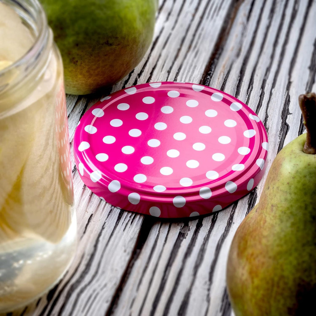 KADAX 20er Set Marmeladengläser 235ml TO82 Rosa gepunktet, Einmachgläser Vorratsgläser Mason Jar mit