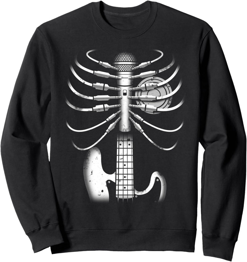 Musik Skelett Cool Gitarre Mikrofon Lautsprecher Herz Musik Sweatshirt