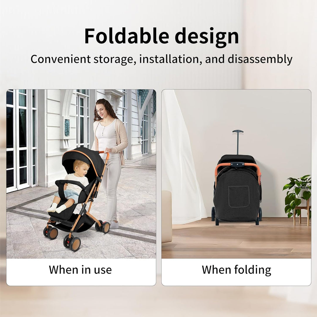 OHMG Kids Kinderwagen mit Babywanne,2 in 1,ultrakompakt,Kompakter Buggy mit Schultergurt,5-Punkt-Gur