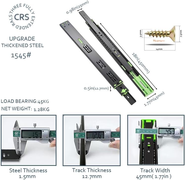 2 Paar Schubladenschienen Softclose,450 mm schubladenauszug vollauszug 45 kg Tragkraft, Kugelauszug