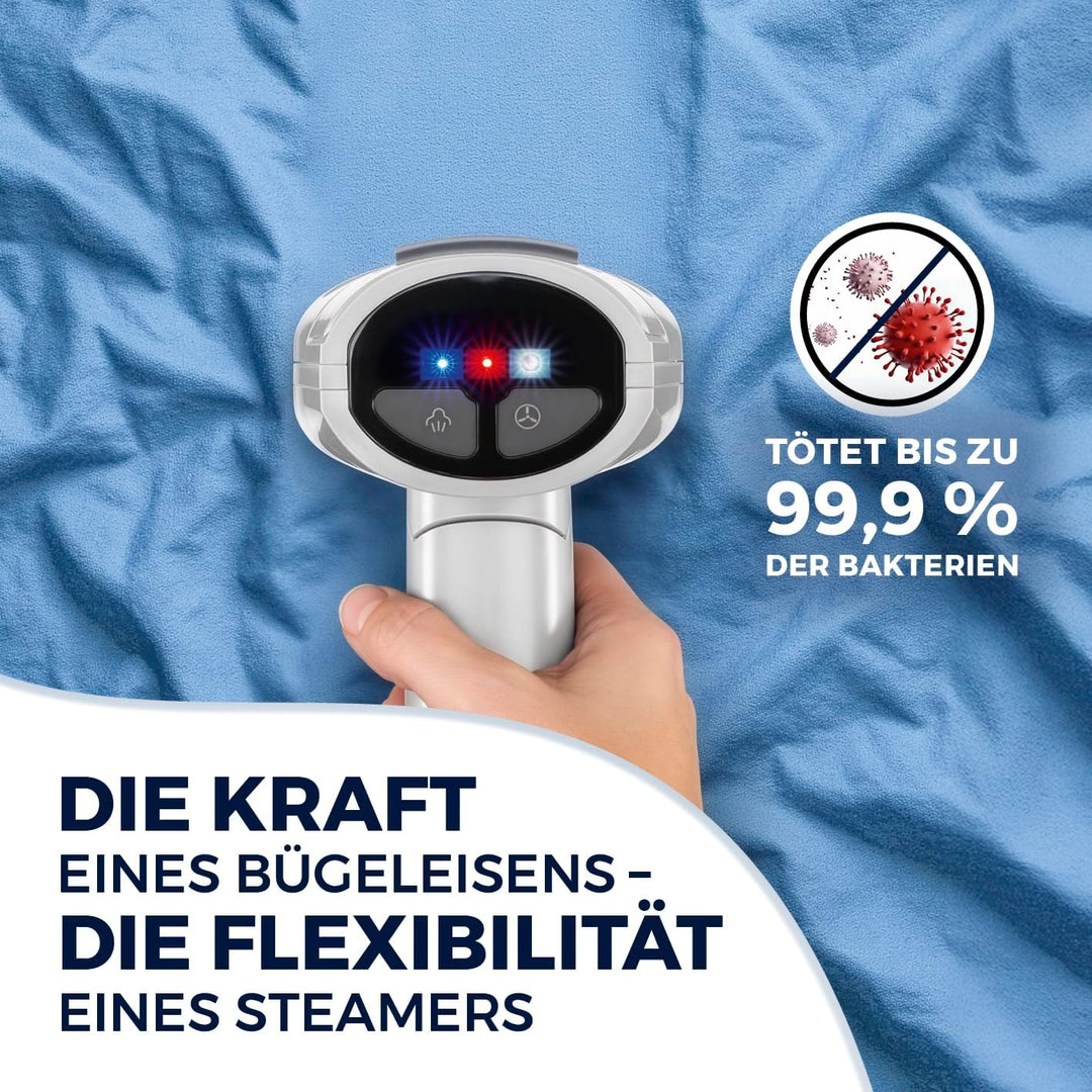 CLEANmaxx AeroTech 4000 Dampfglätter 3in1 | Steamer mit Ansaugfunktion | Reisebügeleisen mit Pro-Glä