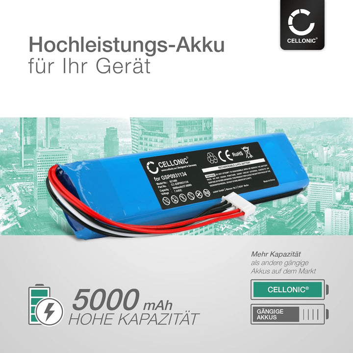 CELLONIC, Lautsprecherakku kompatibel mit JBL Xtreme 1 (5000mAh, 7.4V) Ersatzakku GSP0931134 1x 5000