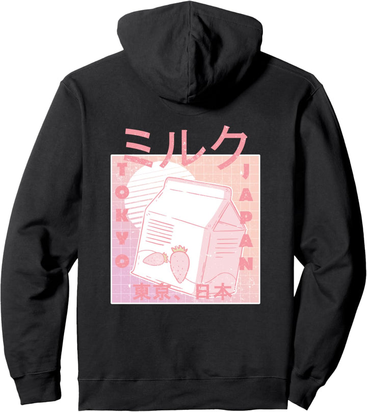 Retro Japanischer Kawaii Erdbeermilch Shake für Anime Fans Pullover Hoodie