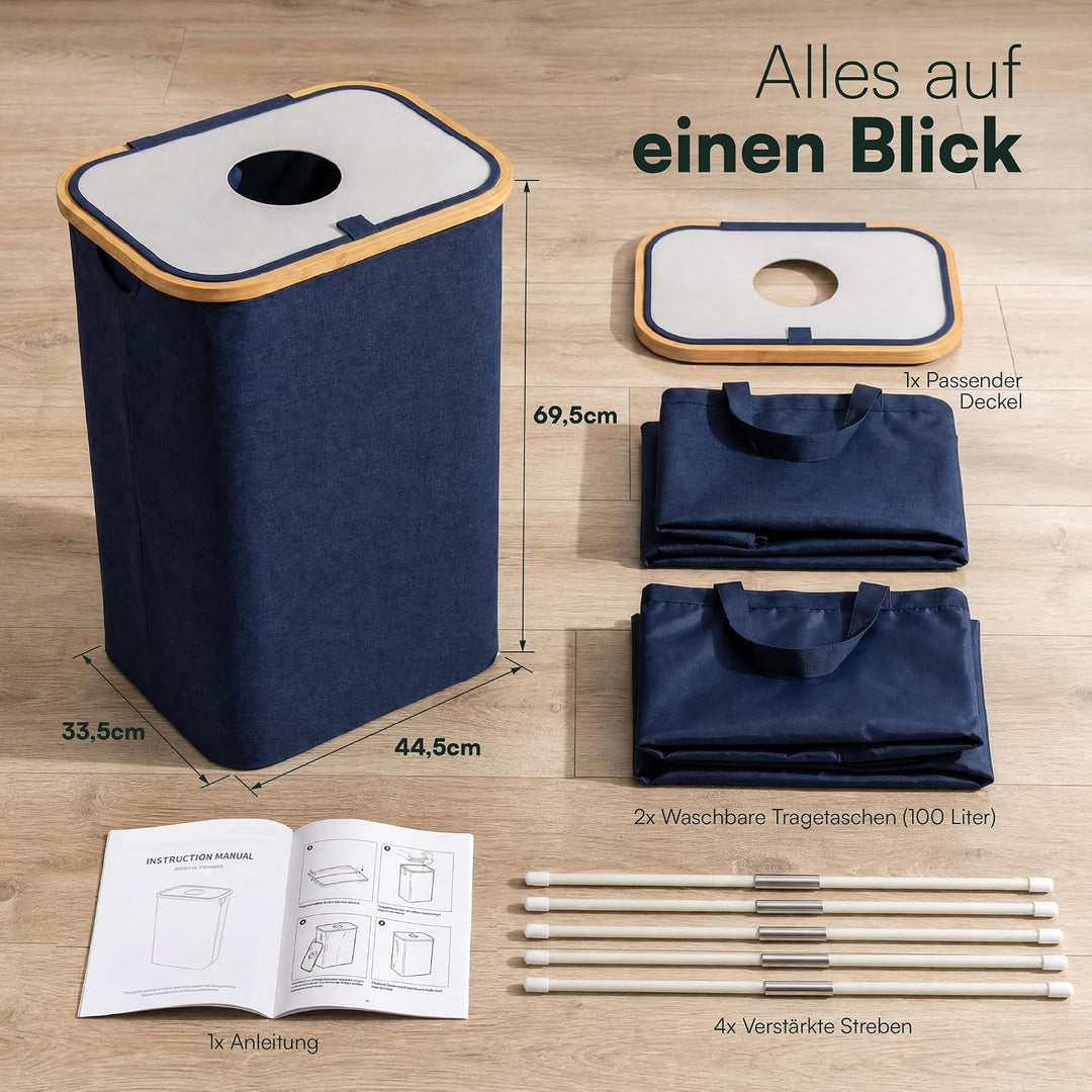 BAM BOO BOX Pfandflaschen Sammelbehälter 100L Blau – Pfandflaschen Behälter mit Einwurf – Flaschensa