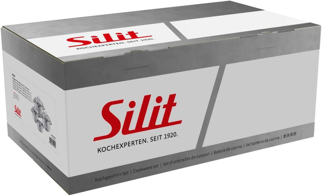 Silit Achat Topfset Induktion 4-teilig, Kochtopf Set mit Glasdeckel, Edelstahl teilmattiert, Indukti