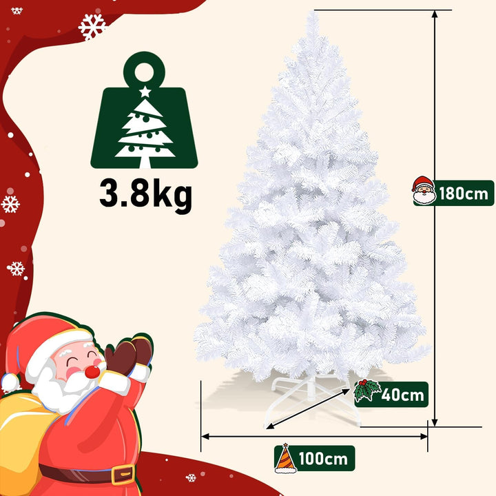 Gimisgu Weihnachtsbaum künstlich, 180cm mit 600 Spitzen PVC Schwer Entflammbar, Schnellaufbau Klapps