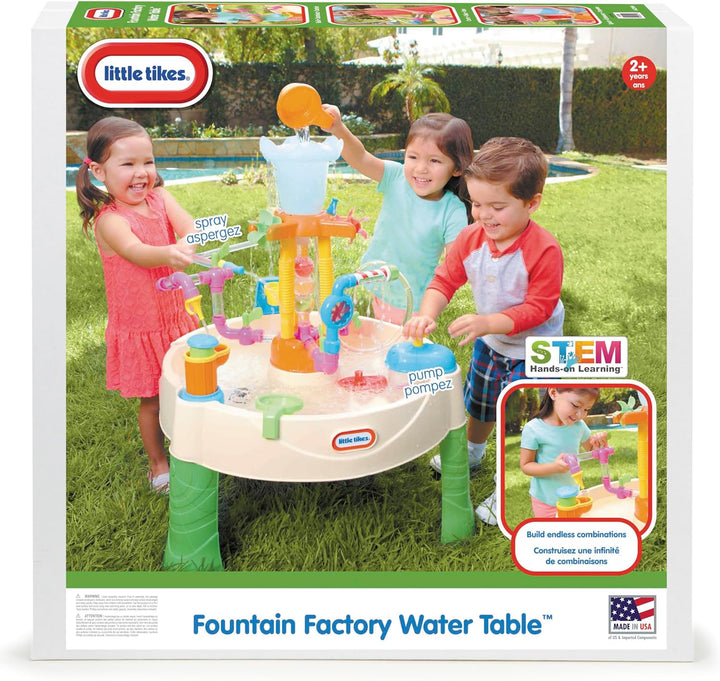 little tikes Fountain Factory Wassertisch, Outdoor-Spielzeug, sicher, tragbar, optimales sensorische