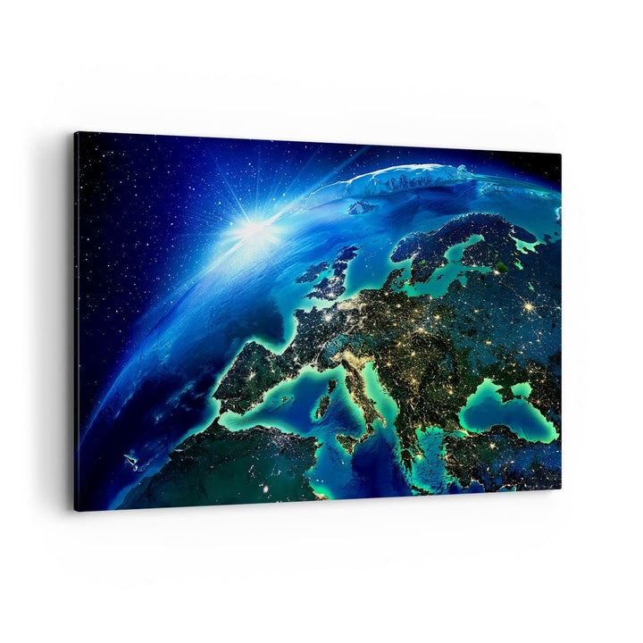 Bilder auf Leinwand 100x70cm Leinwandbild Nacht raum welt ansicht Gross Wanddeko Bild Schlafzimmer K