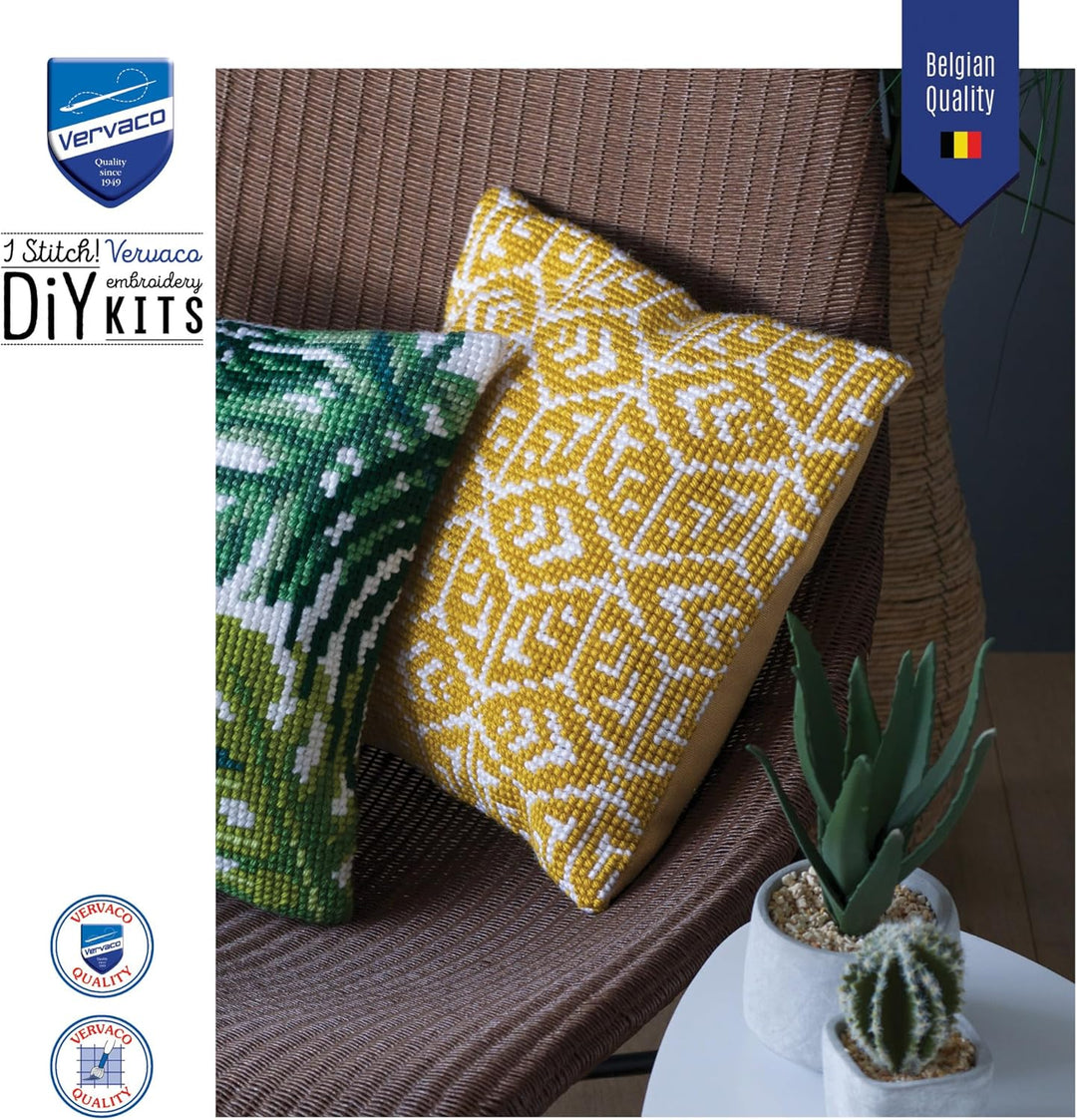 Vervaco Kreuzstichkissen Geometrisch Kreuzstichpackung, Stramin, Weiss, 40 x 40 x 0,3 cm
