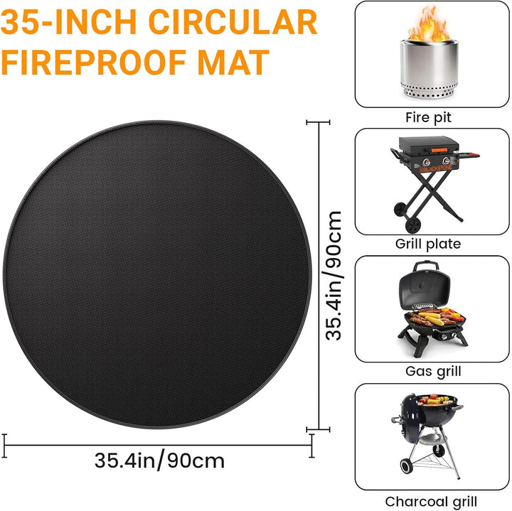 Rund Feuerfeste Unterlage, ZoneYan Feuerfeste Matte für Grill, 90cm/36″, Feuerstellenmatte, Brandsch