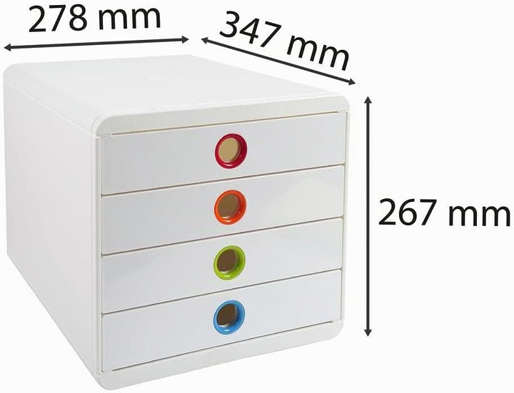 Exacompta 314398D Premium Ablagebox mit 4 Schubladen für DIN A+ Dokumente. Belastbare Schubladenbox