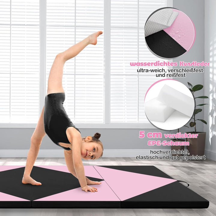 COSTWAY Weichbodenmatte klappbar,240 x 120/300 x 120cm Gymnastikmatte tragbar, Yogamatte Turnmatte K