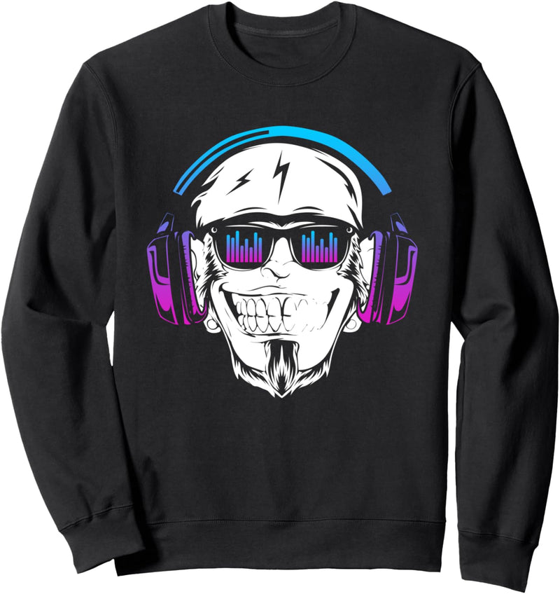 Affe Monkey mit DJ Kopfhörer und Sonnenbrille Design Sweatshirt